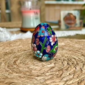 Vintage 1960’s Floral Cloisonné Decorative Egg - Multicolor